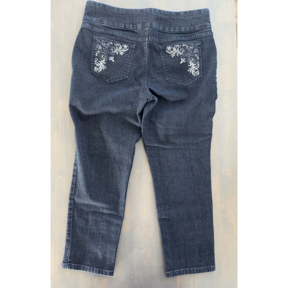 Denim & Co Perfect Denim Indigo Smooth Waist Ankle Jeans Dk Indigo 14P